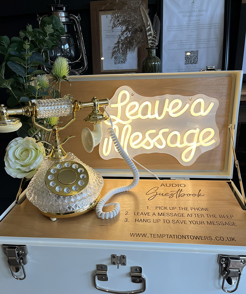 Vintage tel & display case, Temptation Towers